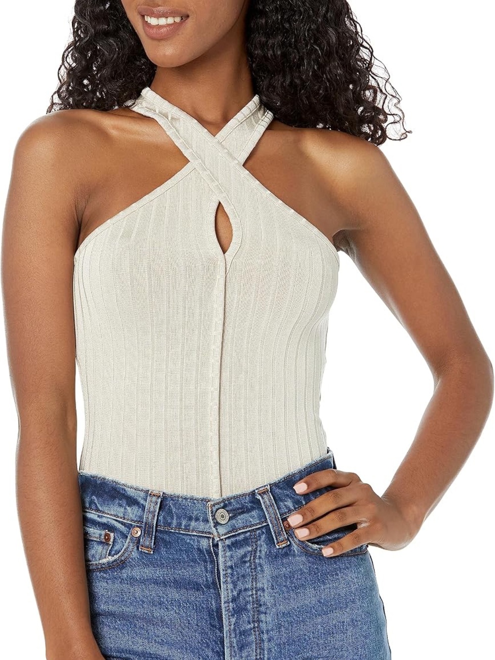 CLUB MONACO Shiny Wide Rib Top